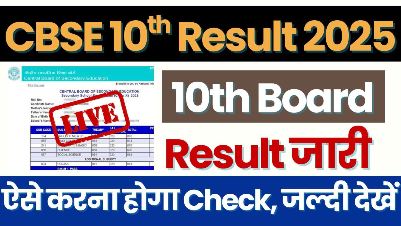 CBSE 10th Result 2025 LIVE: 16.5 लाख छात्रों का रिजल्ट जारी, 5 राज्यों में सबसे ज्यादा 95% से ऊपर स्कोर